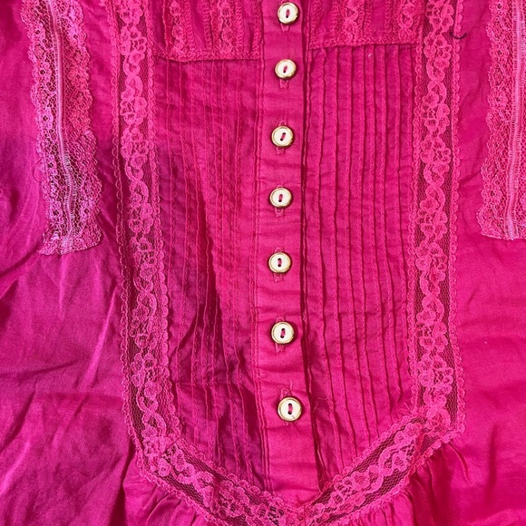 y2k dex hot pink button up lace mesh tank top mini dress vintage coquette barbie - Picture 4 of 7